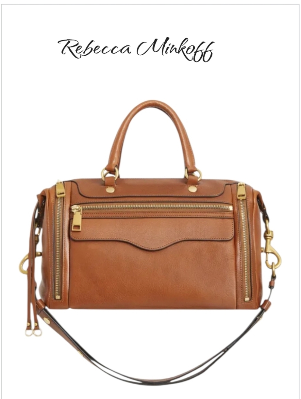 NWT Rebecca Minkoff M.A.B. 2.0 Leather Satchel Bag Caramello Brown